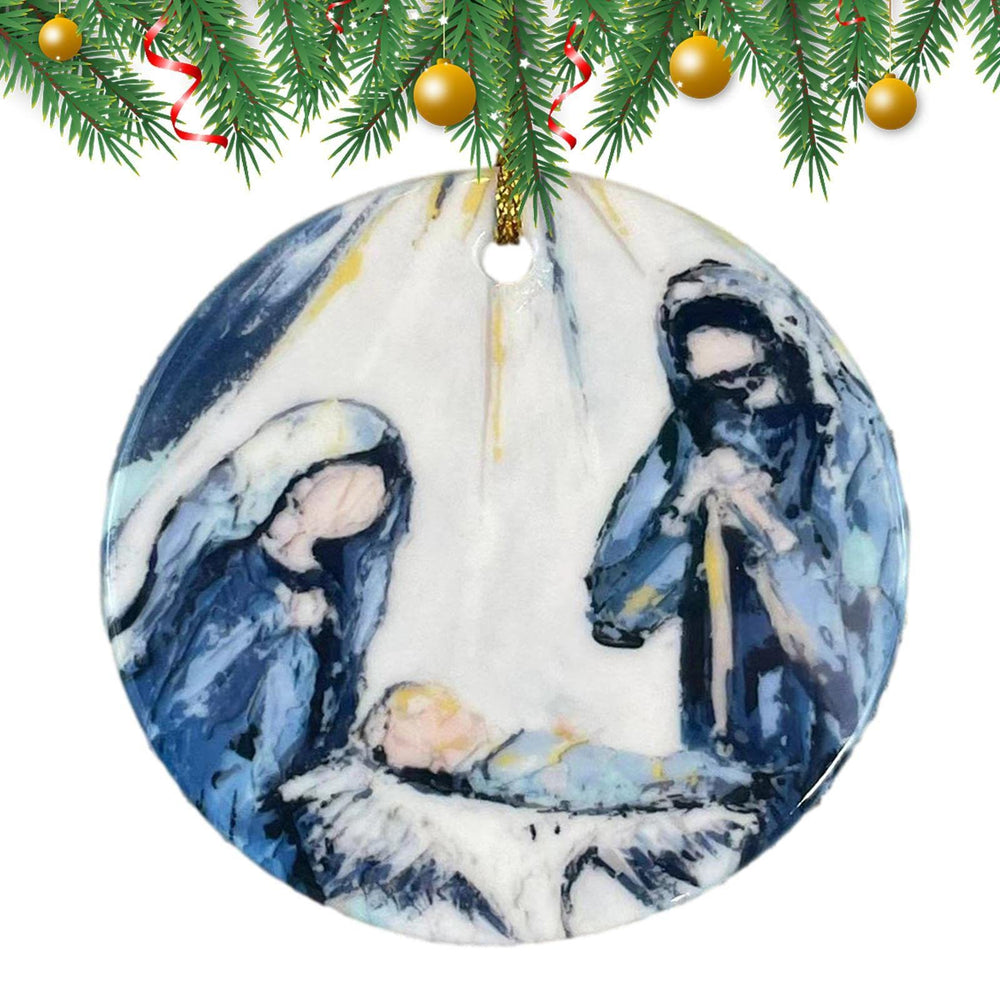 Christianartworkshop Colored Style Nativity Scene Sketch Acrylic Christmas Nativity Hanging Ornaments - image 1