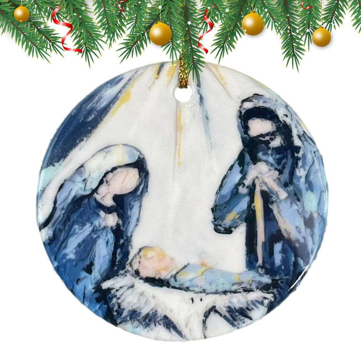 Christianartworkshop Colored Style Nativity Scene Sketch Acrylic Christmas Nativity Hanging Ornaments - image 1