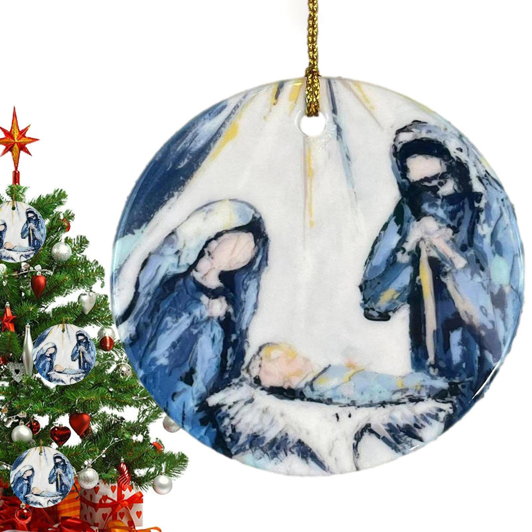 Christianartworkshop Colored Style Nativity Scene Sketch Acrylic Christmas Nativity Hanging Ornaments - image 2