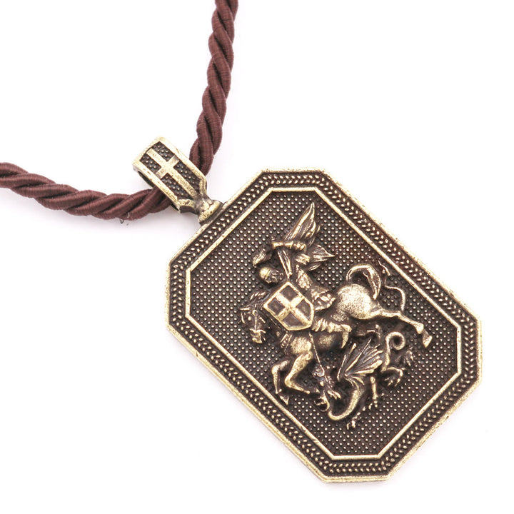 Christianartworkshop Classic Style Saint George and the Dragon Pendant Protection Prayer Necklace