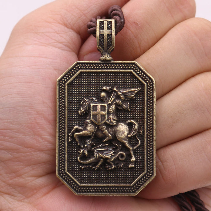 FREE Today: Classic Style Saint George and the Dragon Pendant Protection Prayer Necklace