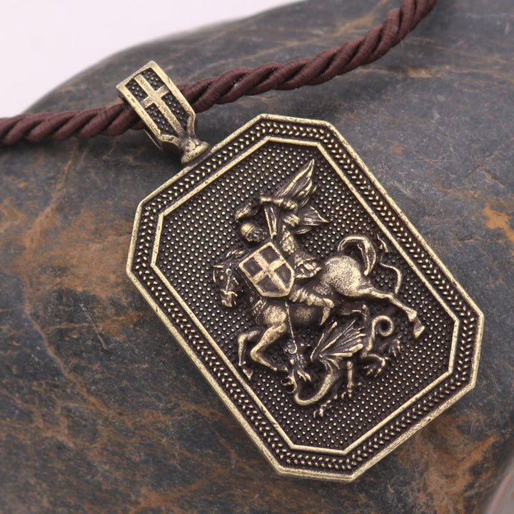 FREE Today: Classic Style Saint George and the Dragon Pendant Protection Prayer Necklace