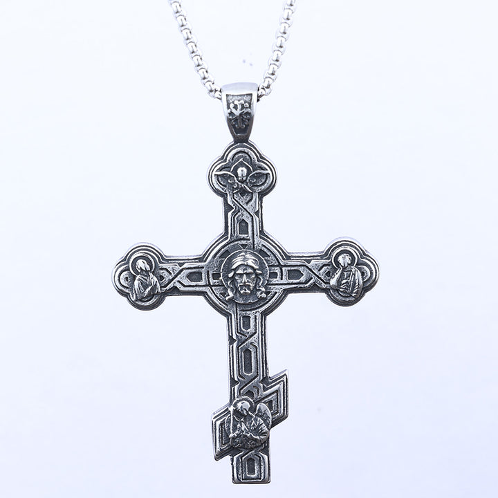 Christianartworkshop Classic Retro Style Eastern Orthodox Cross Pendant Protection Crucifix Necklace