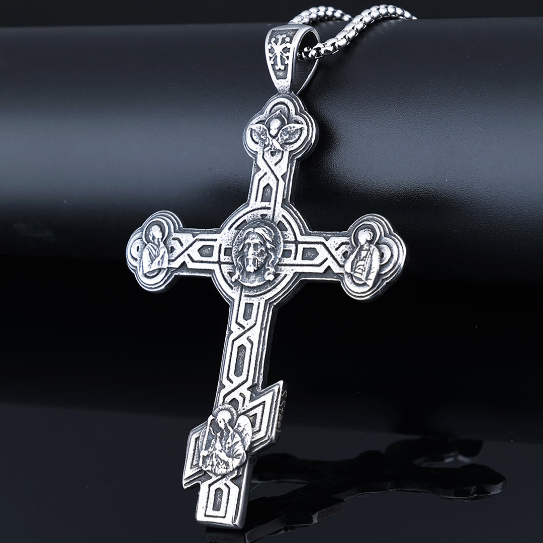 Christianartworkshop Classic Retro Style Eastern Orthodox Cross Pendant Protection Crucifix Necklace