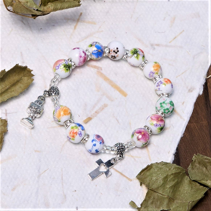 Discount Today: Colorful Style Joyful Blossoms Ceramics Beads Holy Gail One Decade Bracelet