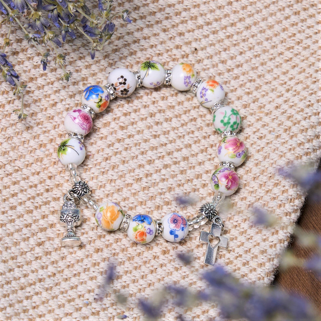 Discount Today: Colorful Style Joyful Blossoms Ceramics Beads Holy Gail One Decade Bracelet