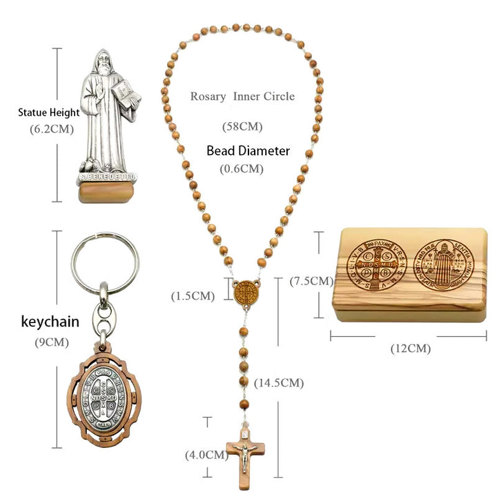 Christianartworkshop Classic Style Devotional St. Benedict Olive Wood Rosary Set