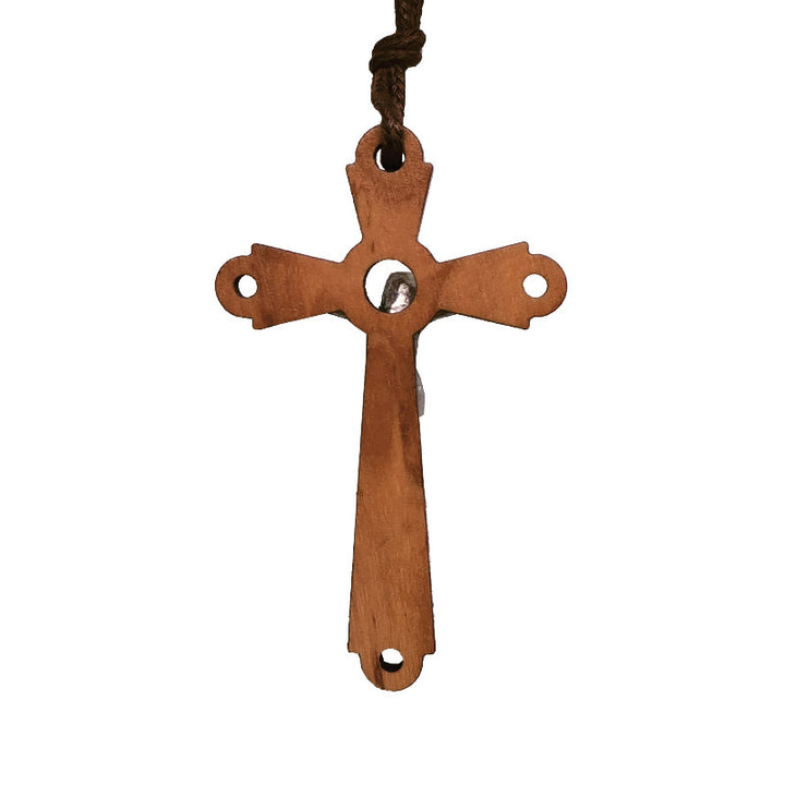 Christianartworkshop Classic Style Olive Wood Crucifix Devotion Blessed Pendant Necklace