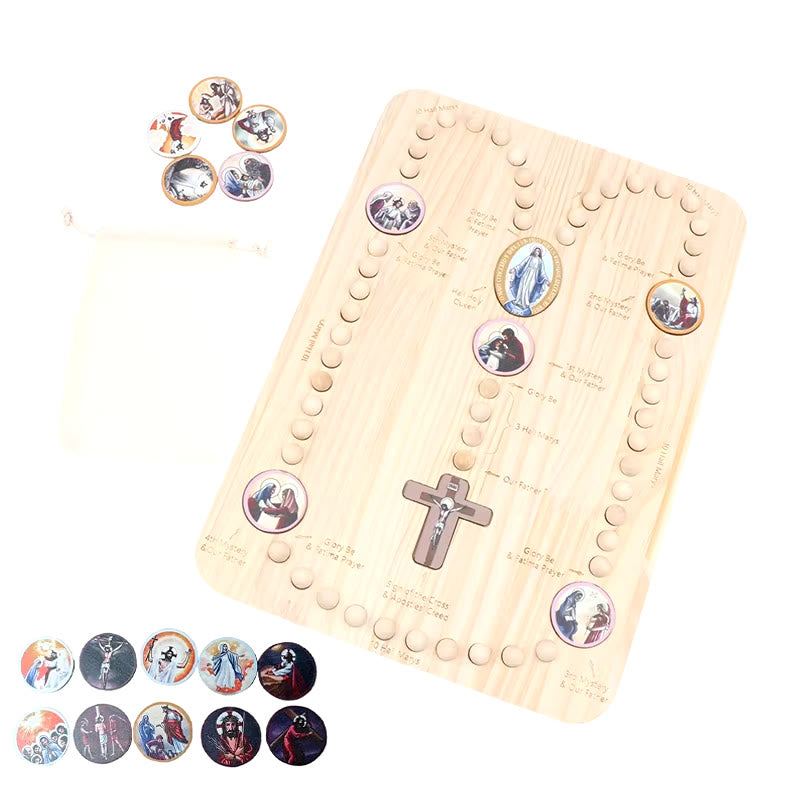 Christianartworkshop Early Education Learning Mystery & Our Father Prayer Card Wooden Rosary Board Set