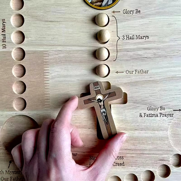 Christianartworkshop Early Education Learning Mystery & Our Father Prayer Card Wooden Rosary Board Set