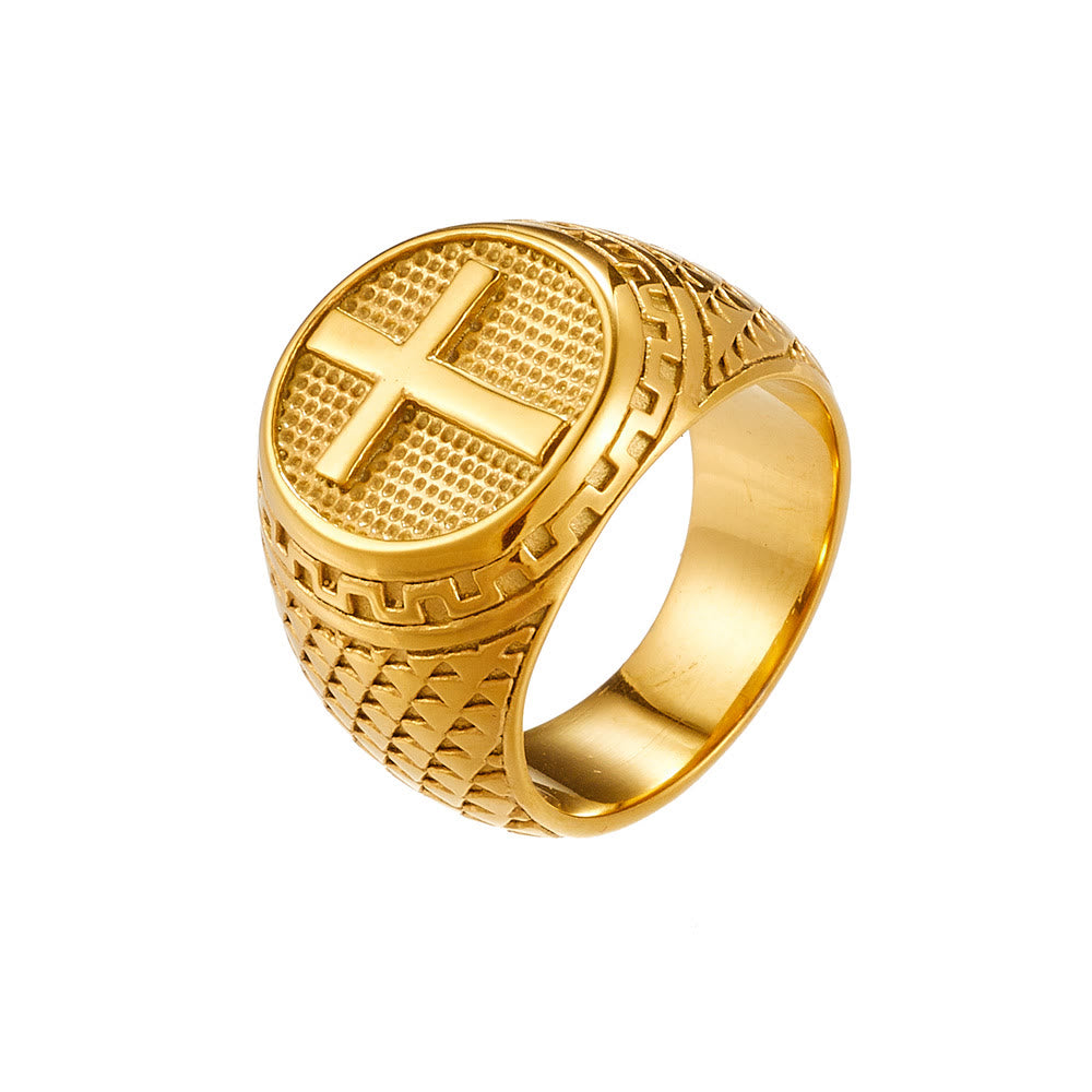 Christianartworkshop Crafted Classic Style Cross Sacred Protection Stainless Steel Ring