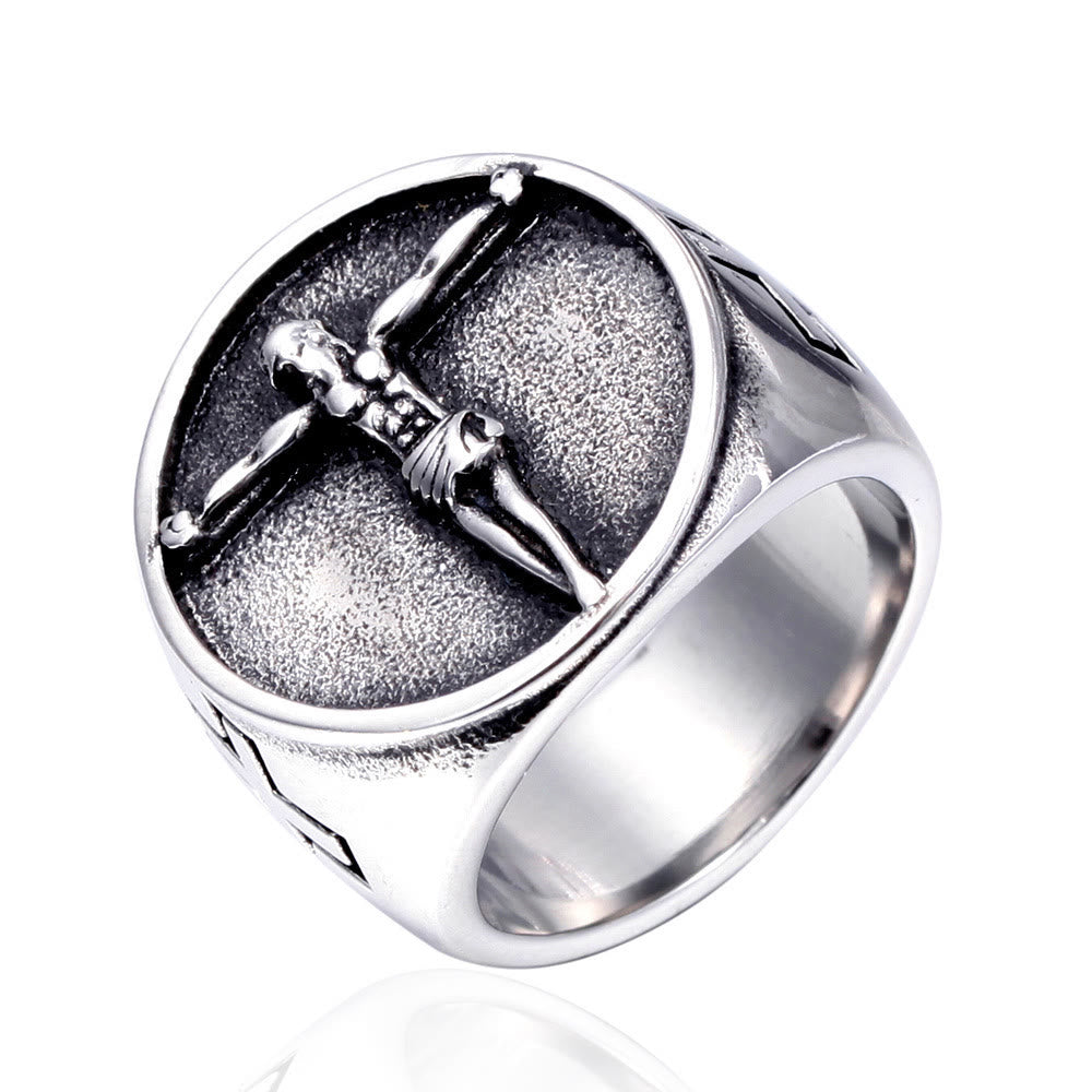 Christianartworkshop Classic Retro Style Jesus Cross Crucifix Symbol Blessed Faith Ring - image 6