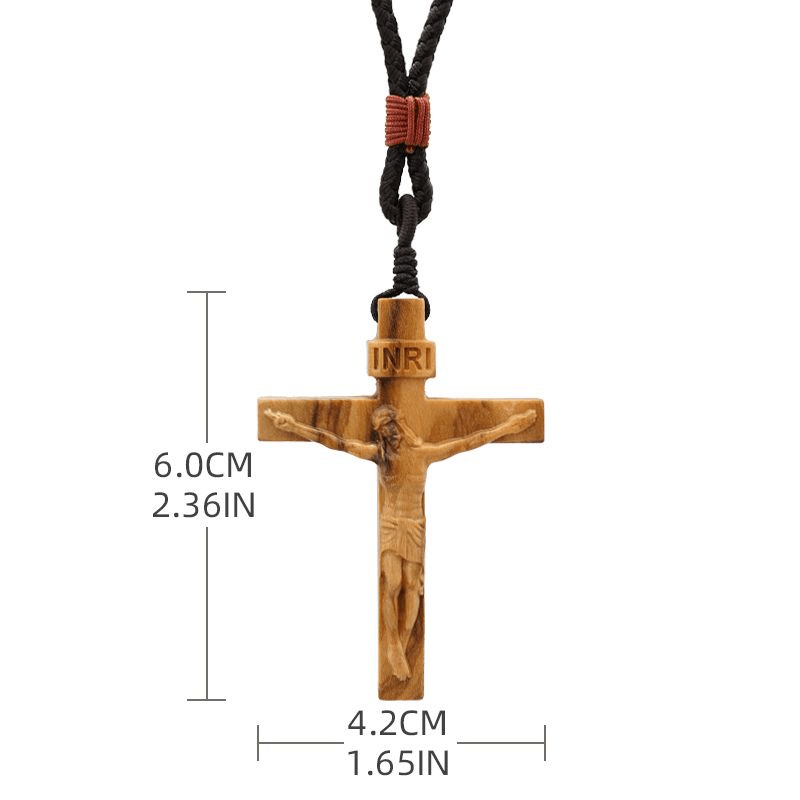 Christianartworkshop Jesus Crucifix Wooden Necklace