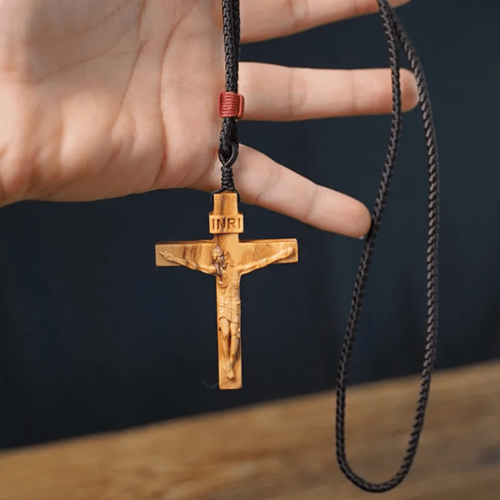 Christianartworkshop Jesus Crucifix Wooden Necklace