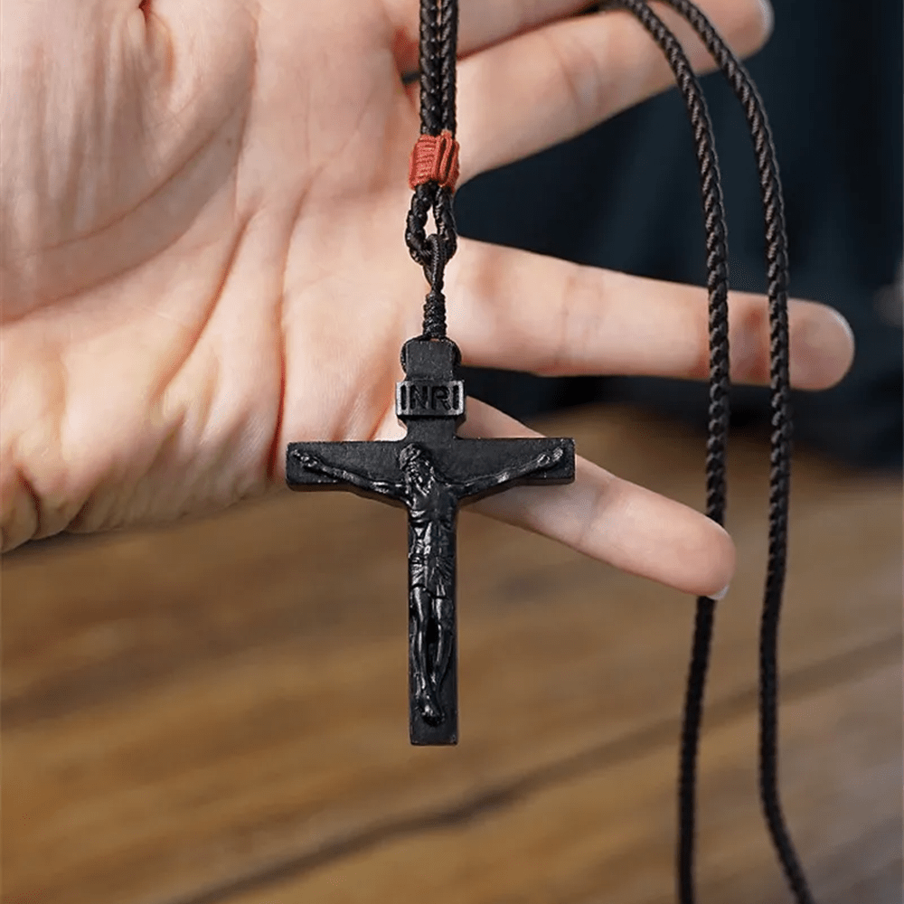 Christianartworkshop Jesus Crucifix Wooden Necklace