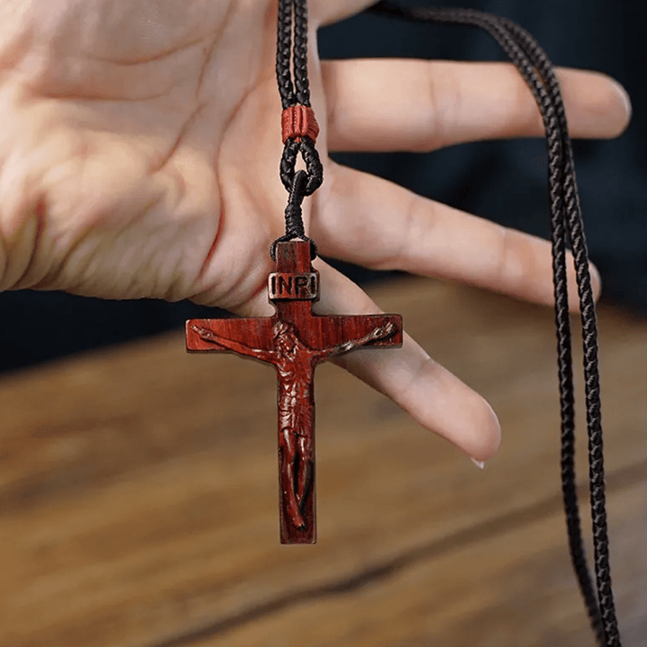 Christianartworkshop Jesus Crucifix Wooden Necklace