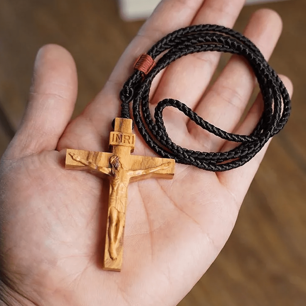 Christianartworkshop Jesus Crucifix Wooden Necklace