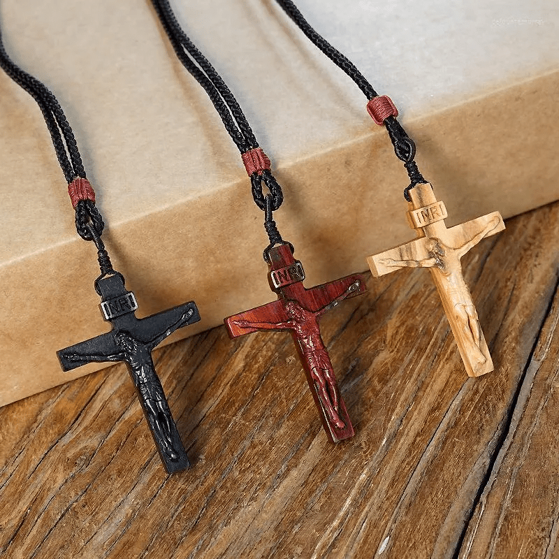 Christianartworkshop Jesus Crucifix Wooden Necklace