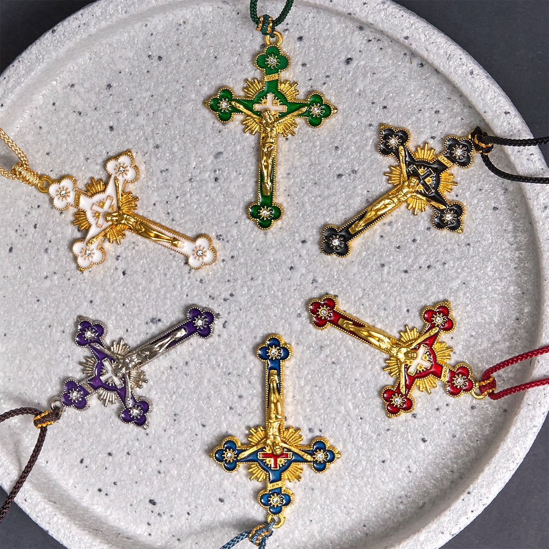 FREE Today: Classic Style Multicolor Crucifix Faith Pendant with Colored Rope Necklace