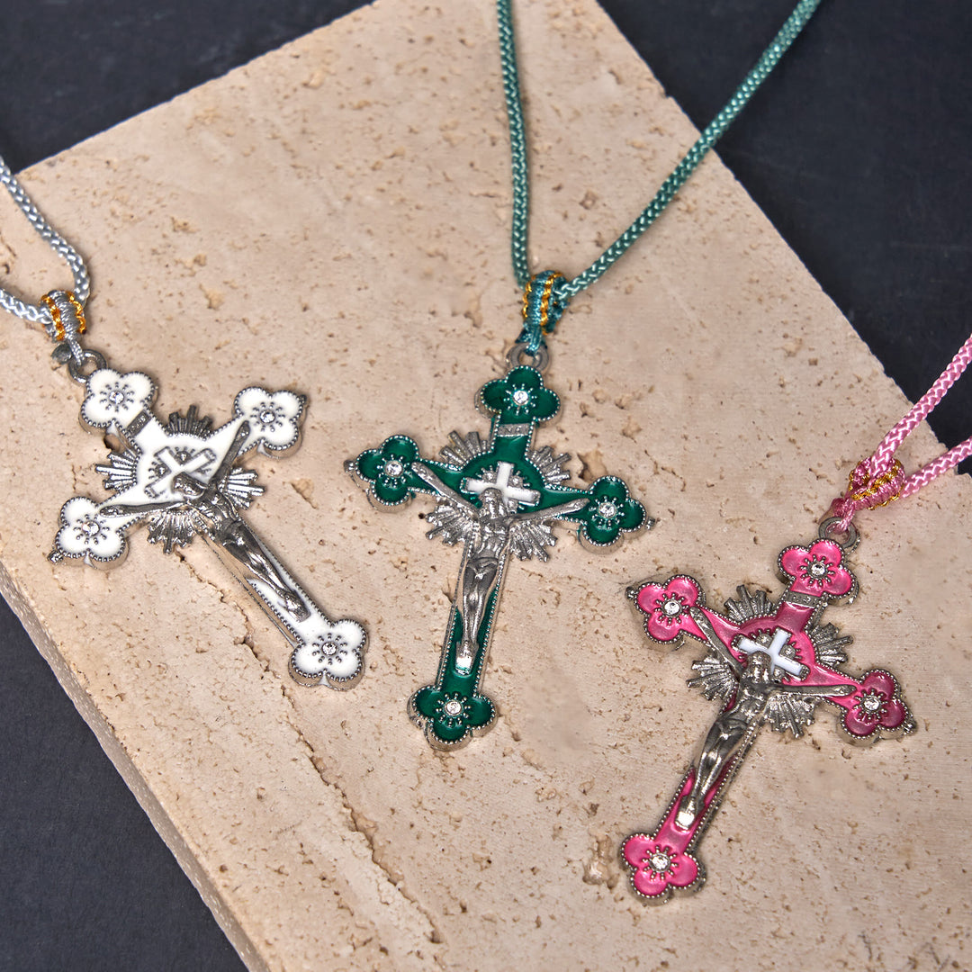 FREE Today: Classic Style Multicolor Crucifix Faith Pendant with Colored Rope Necklace