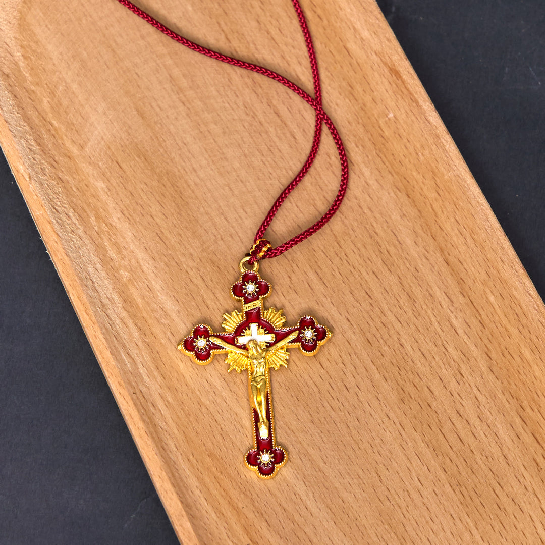 FREE Today: Classic Style Multicolor Crucifix Faith Pendant with Colored Rope Necklace