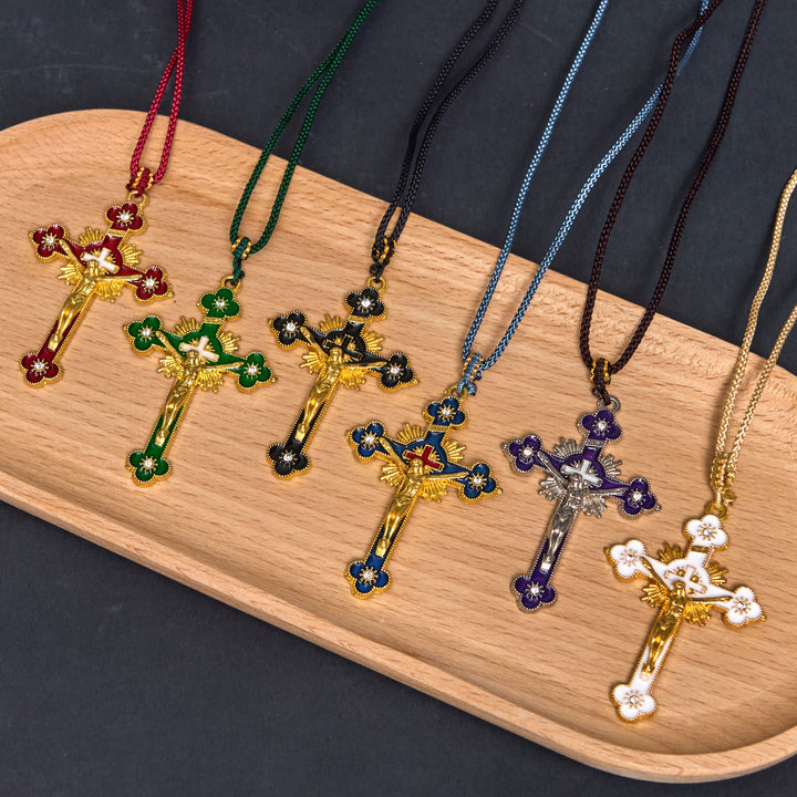 FREE Today: Classic Style Multicolor Crucifix Faith Pendant with Colored Rope Necklace