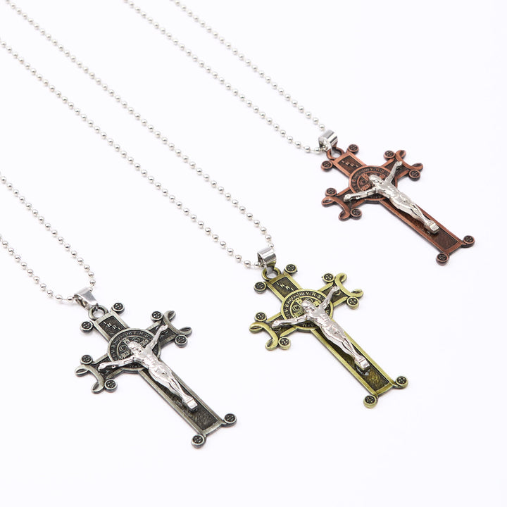 Christianartworkshop Classic Style St. Benedict Cross Pendant Exquisite Protective Amulet Necklace