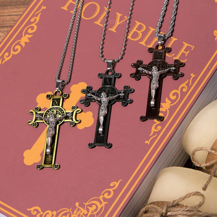 Christianartworkshop Classic Style St. Benedict Cross Pendant Exquisite Protective Amulet Necklace