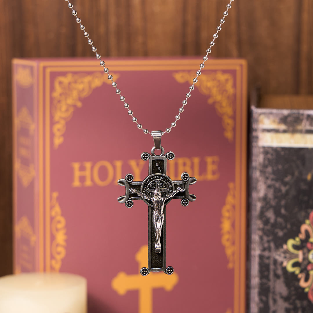 Christianartworkshop Classic Style St. Benedict Cross Pendant Exquisite Protective Amulet Necklace