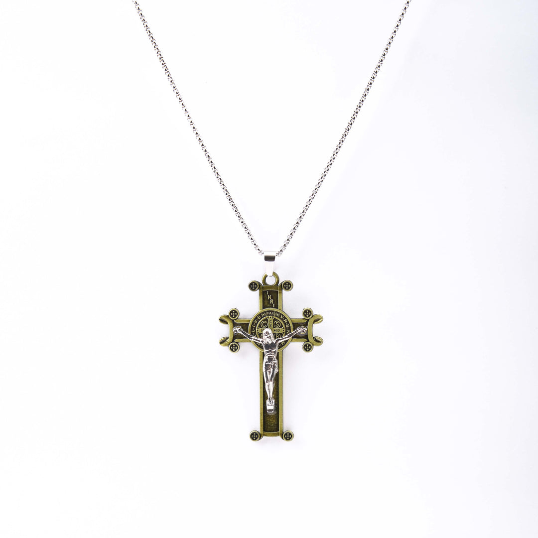 Christianartworkshop Classic Style St. Benedict Cross Pendant Exquisite Protective Amulet Necklace