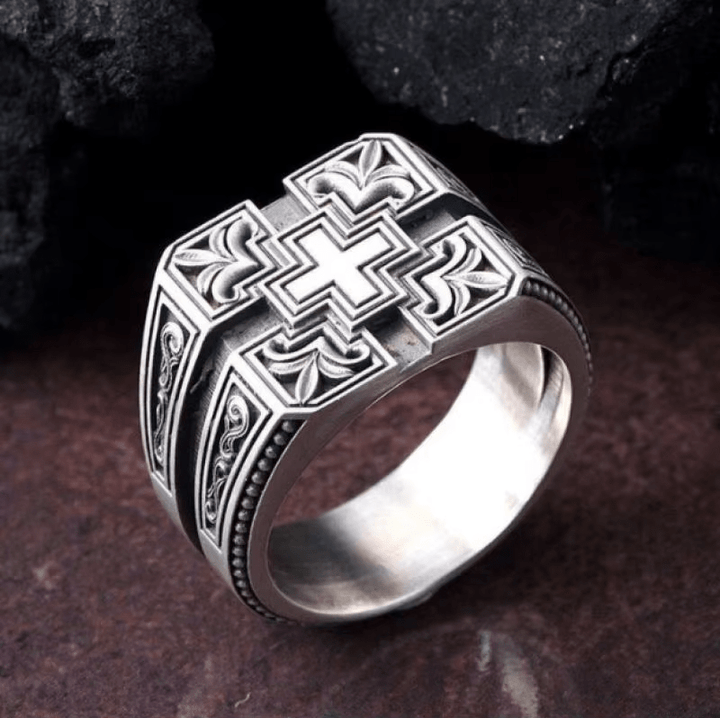 Christianartworkshop Bold & Detailed Style Intricate Gothic Cross Ring Religious Jewelry