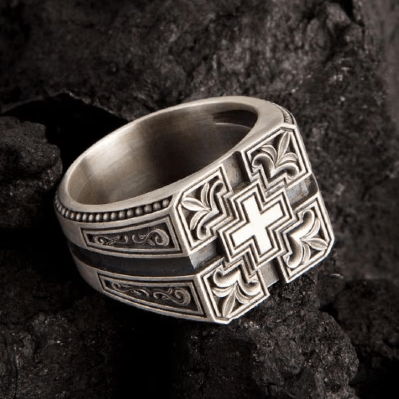 Christianartworkshop Bold & Detailed Style Intricate Gothic Cross Ring Religious Jewelry