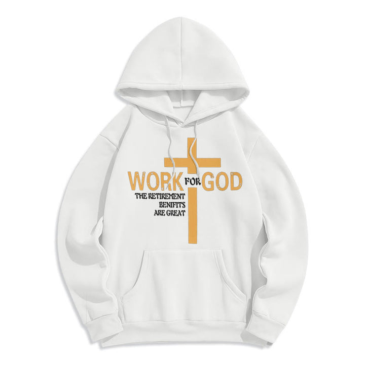 Christianartworkshop Classic Style Cross Work For God Fleece Lined Polyester Hoodie