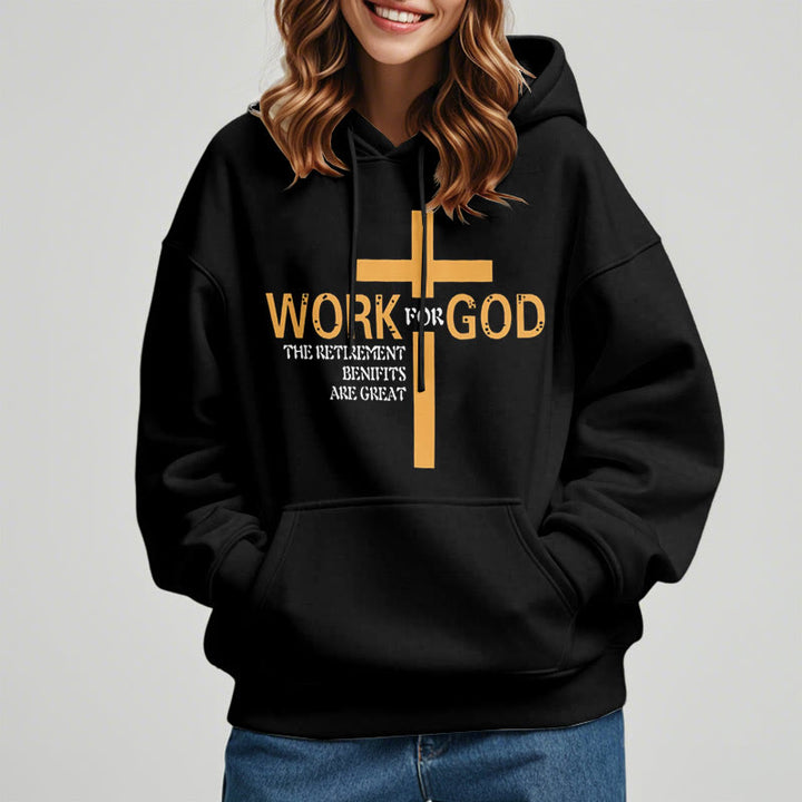 Christianartworkshop Classic Style Cross Work For God Fleece Lined Polyester Hoodie