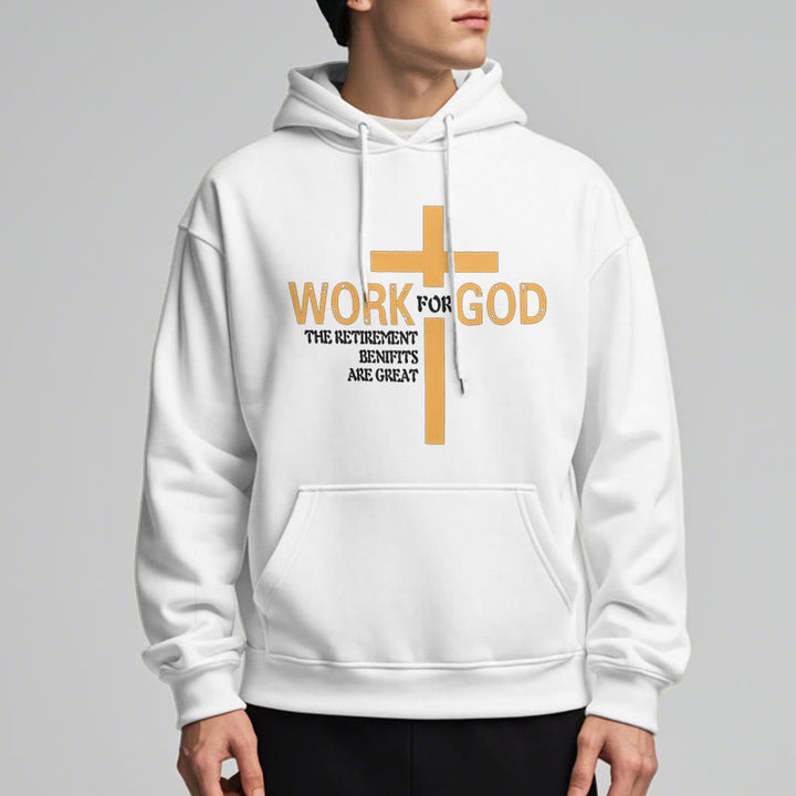 Christianartworkshop Classic Style Cross Work For God Fleece Lined Polyester Hoodie