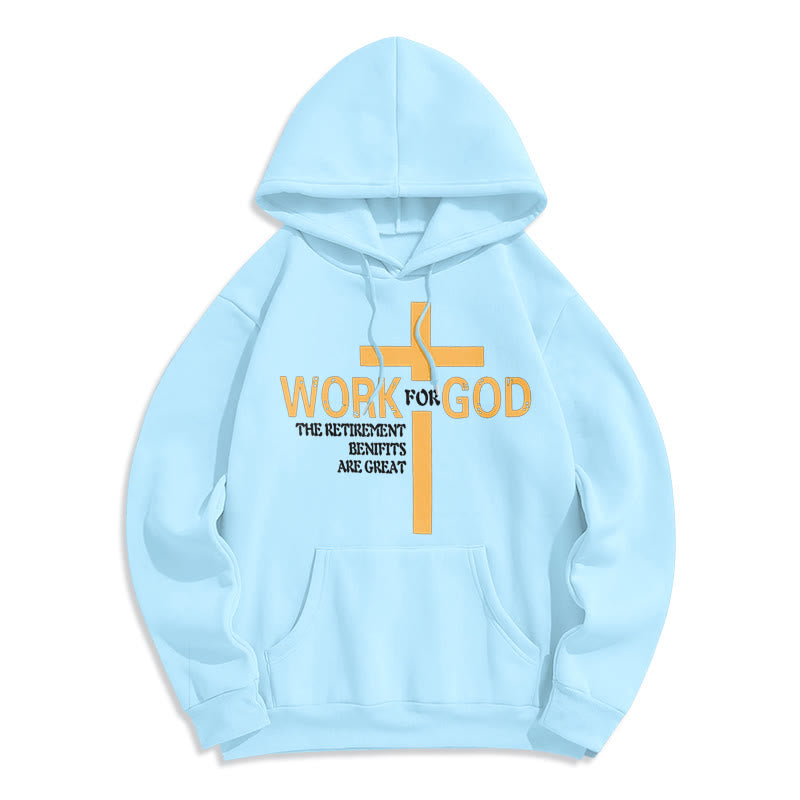 Christianartworkshop Classic Style Cross Work For God Fleece Lined Polyester Hoodie