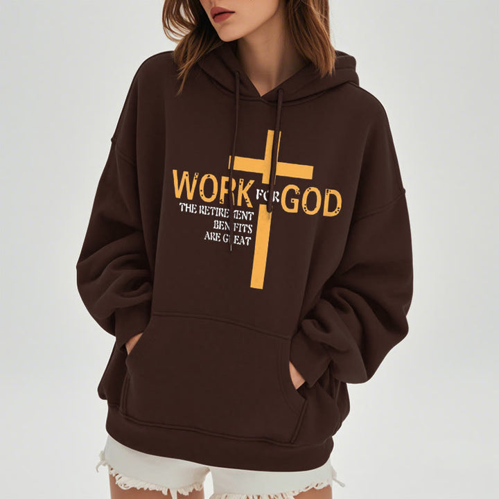 Christianartworkshop Classic Style Cross Work For God Fleece Lined Polyester Hoodie