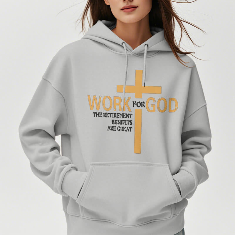 Christianartworkshop Classic Style Cross Work For God Fleece Lined Polyester Hoodie