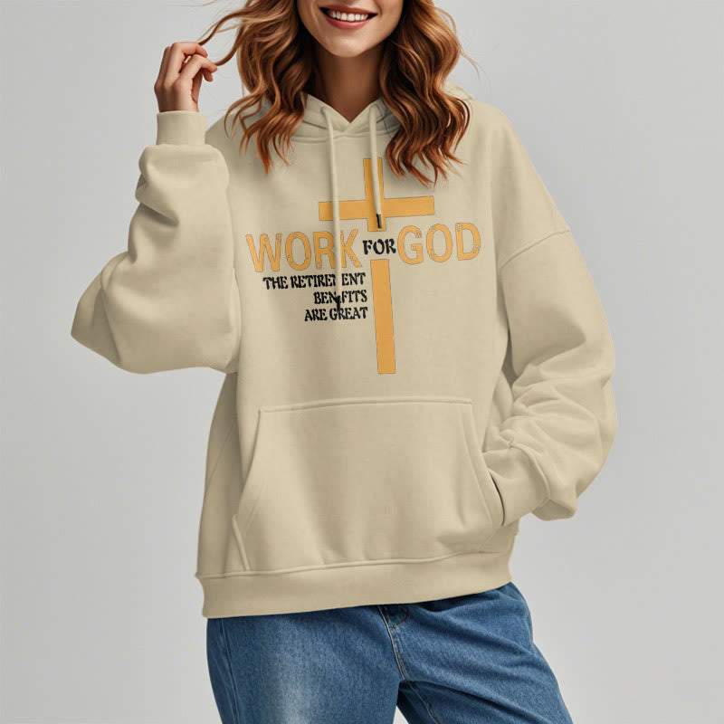 Christianartworkshop Classic Style Cross Work For God Fleece Lined Polyester Hoodie