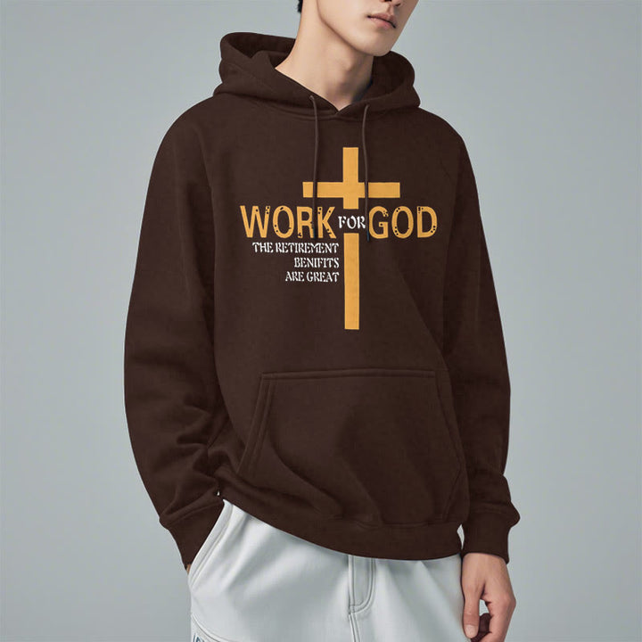 Christianartworkshop Classic Style Cross Work For God Fleece Lined Polyester Hoodie