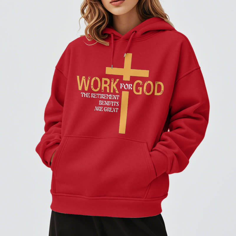 Christianartworkshop Classic Style Cross Work For God Fleece Lined Polyester Hoodie