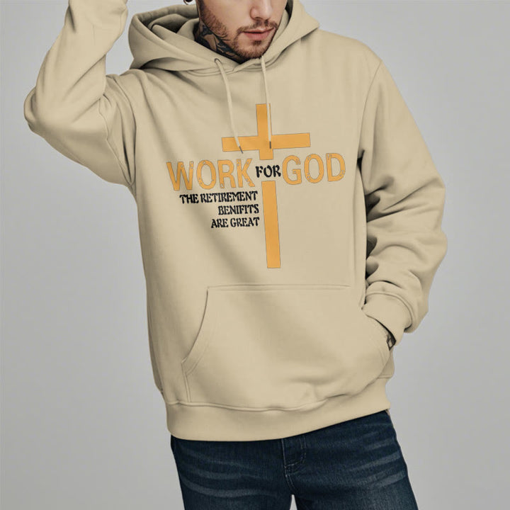 Christianartworkshop Classic Style Cross Work For God Fleece Lined Polyester Hoodie