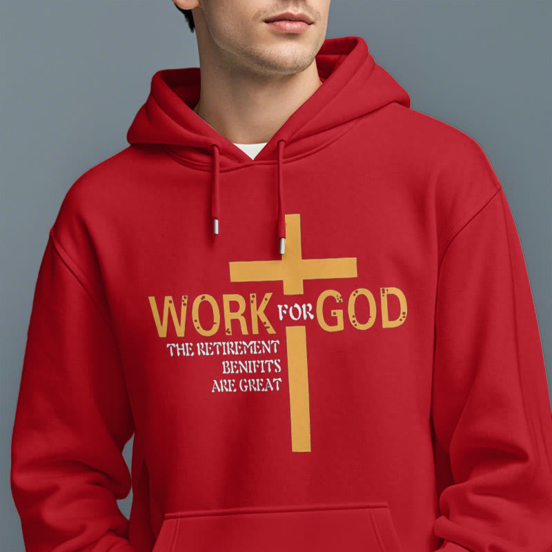 Christianartworkshop Classic Style Cross Work For God Fleece Lined Polyester Hoodie