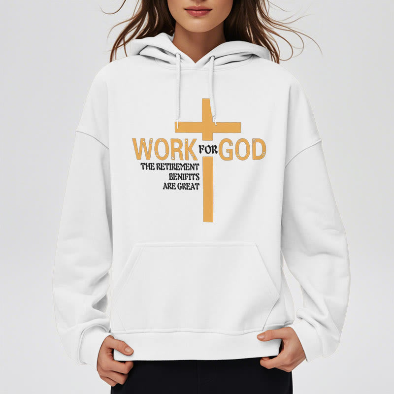 Christianartworkshop Classic Style Cross Work For God Fleece Lined Polyester Hoodie