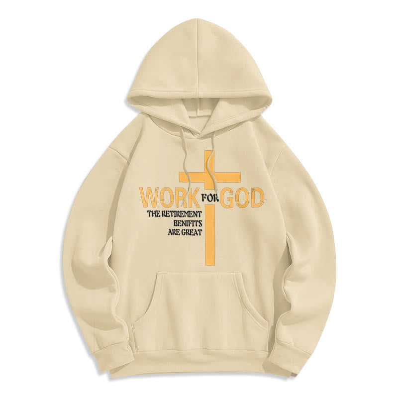 Christianartworkshop Classic Style Cross Work For God Fleece Lined Polyester Hoodie