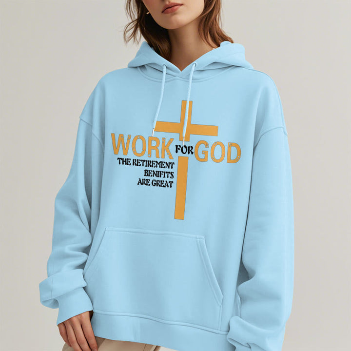 Christianartworkshop Classic Style Cross Work For God Fleece Lined Polyester Hoodie