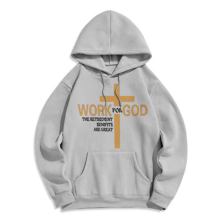 Christianartworkshop Classic Style Cross Work For God Fleece Lined Polyester Hoodie