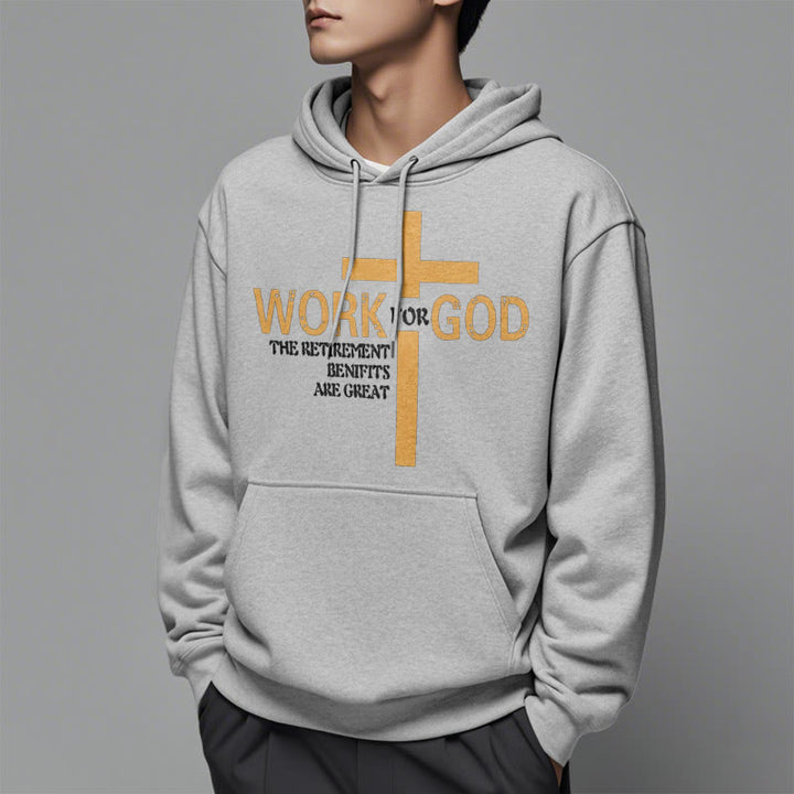 Christianartworkshop Classic Style Cross Work For God Fleece Lined Polyester Hoodie