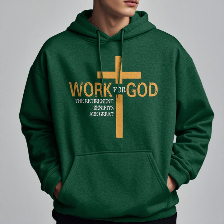 Christianartworkshop Classic Style Cross Work For God Fleece Lined Polyester Hoodie