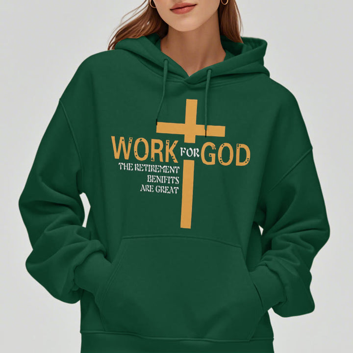 Christianartworkshop Classic Style Cross Work For God Fleece Lined Polyester Hoodie